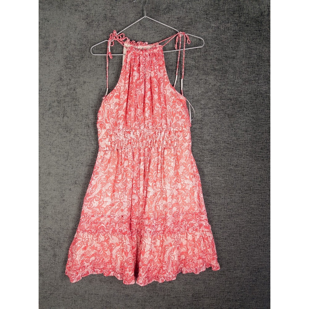 Anthropologie Sommerset Mini Dress Womens XS Red Boho Paisley Ruffle Tiered